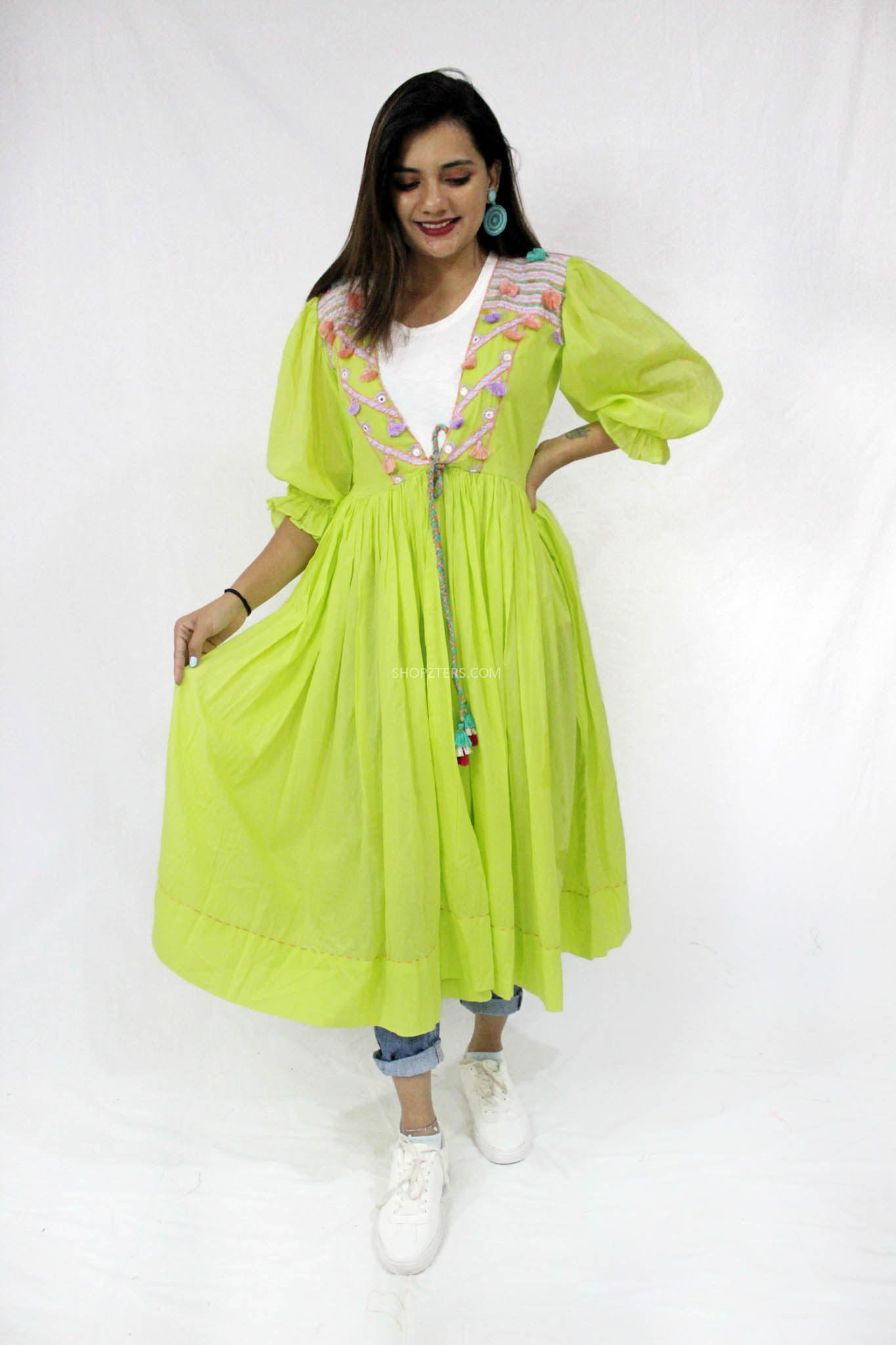 Lime Green Embroidered Jacket