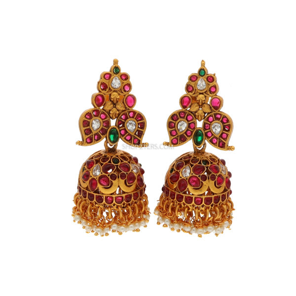 Antique Jhumka with Stones and Pearls