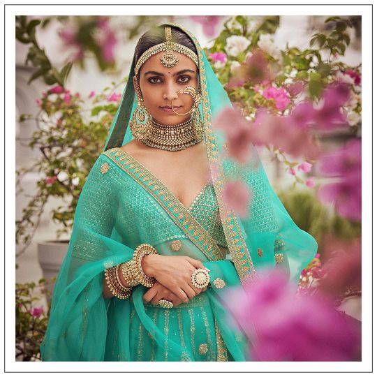 Light green net sequins work lehenga choli 7803