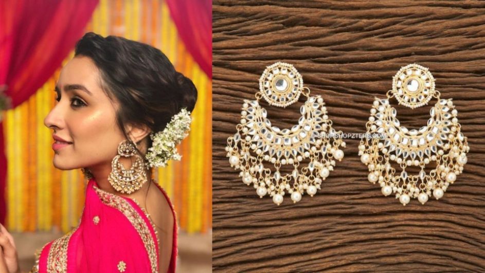 Big White Meenakari Pearl Jhumka Earring for Wedding | FashionCrab.com