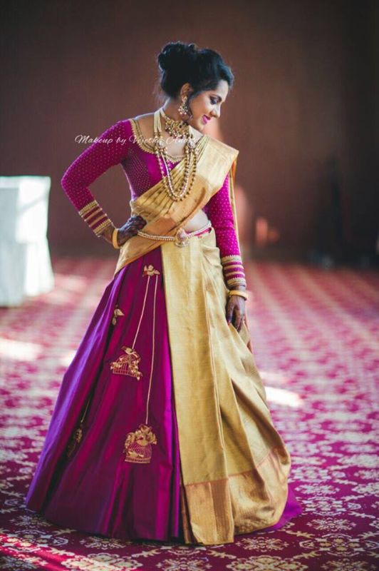 Photo of Onion pink lehenga for a bride with open hair offbeat look