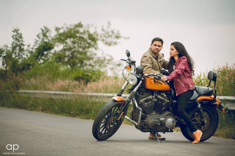 Romantic Wedding Photoshoot with a Motorcycle