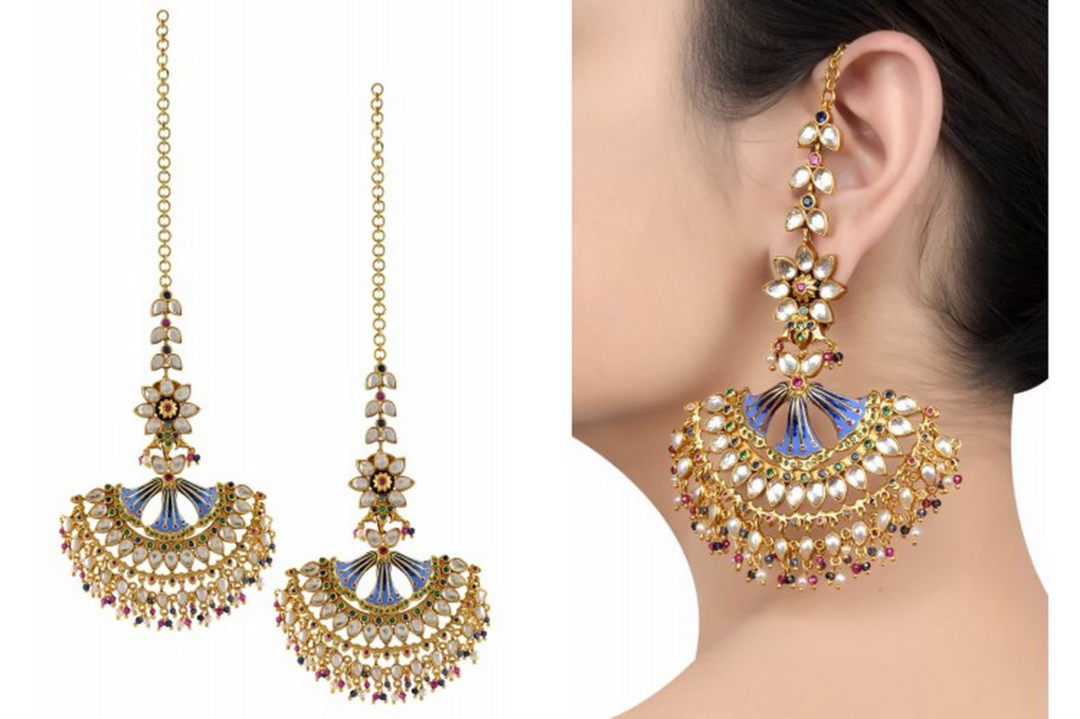 H12314 Baahubali Style Devasena Hip Chain Mango Design Pearl Drops Fashion  Jewellery Gold Plated Online  JewelSmartin