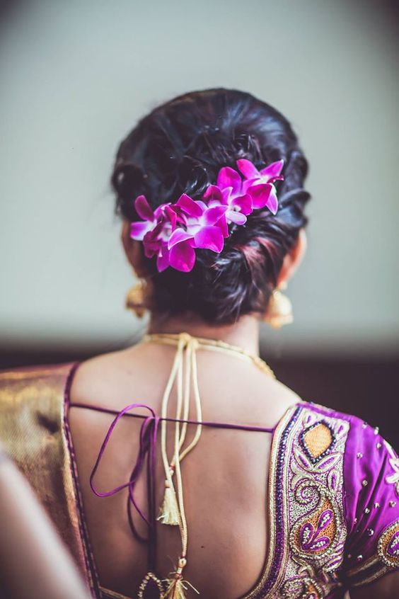 Side Bun Hairstyle | Koppu with jasmine flowers | Best Hairs Hairstyle for  Dance - YouTube