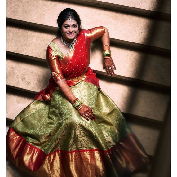half saree photoshoot | traditional half saree poses for photoshoot | half  saree poses | siri m | Saree photoshoot, Saree poses, Girl photo poses