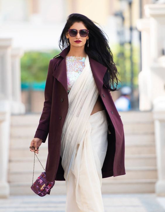 Time to follow the 'Shirt Jacket' Trend! – SIMPLE SAREE LOOK FOR PARTY
