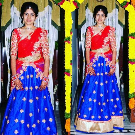 Navy blue Chinnon Mirror Navratri Lehenga Choli - Zakarto