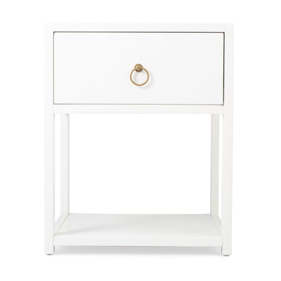 Brooks Modern White Nightstand With Drawer And Shelf Winnoby