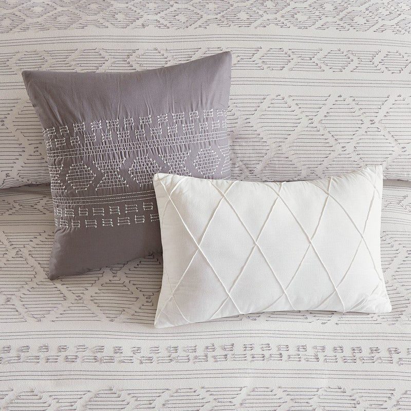 Tilde White and Grey Cotton Jacquard Duvet Set – Winnoby