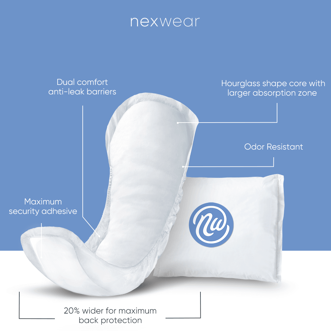 Nexwear Incontinence Pads, Dermatologist Tested, Moderate Absorbency, 10 in  - Simply Medical
