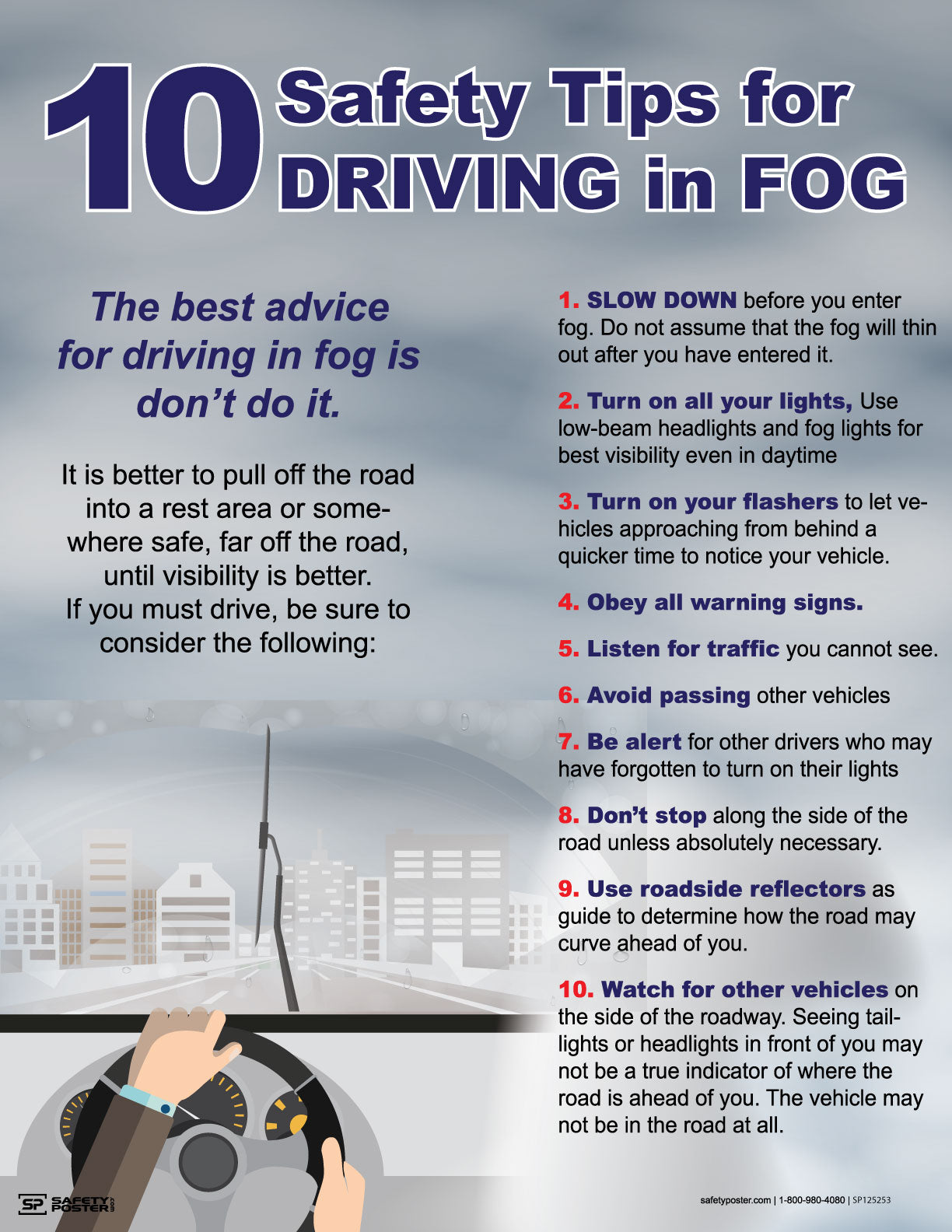 Driving In Fog 10 Safety Tips Safety Poster
