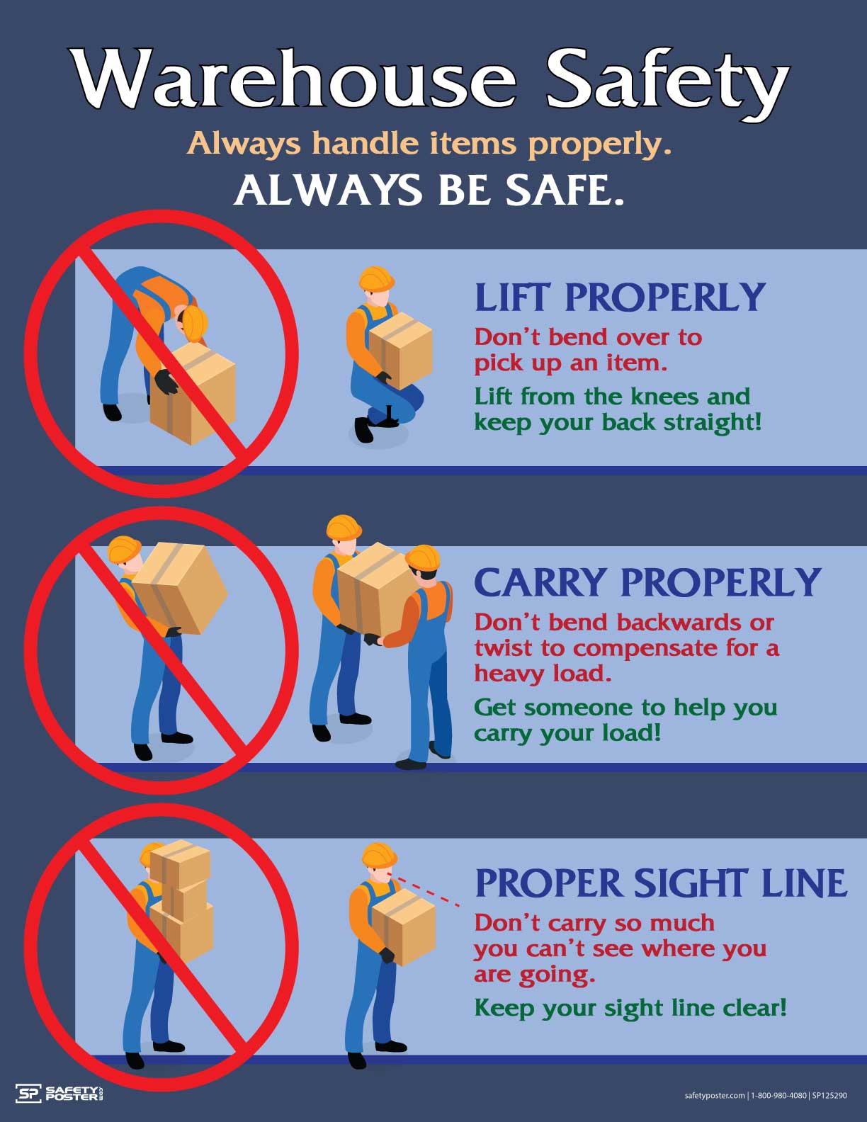 Warehouse Safety Lift Properly - Safety Poster