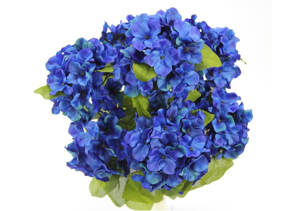 22 Inch X Large Satin Artificial Hydrangea Silk Flower Bush 7 Heads Royal Blue 1049