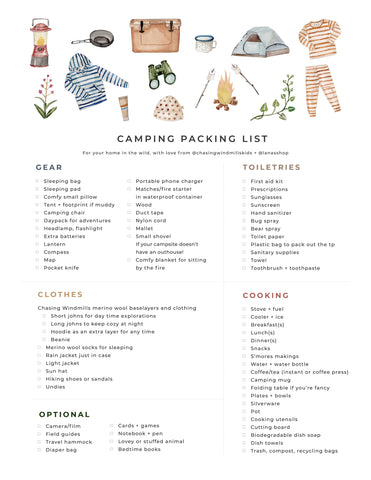 FREEBIE: Camping Packing List – Lana's Shop