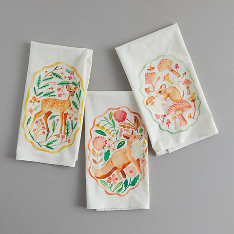 forest animals tea towels 