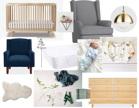 modern boys nursery mood board 