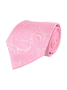 Men's Paisley Microfiber Poly Woven Wedding Neck Tie Neck Tie TheDapperTie Pink Regular 