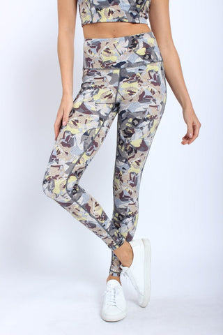 Crackle Glaze Foil High Waist Leggings