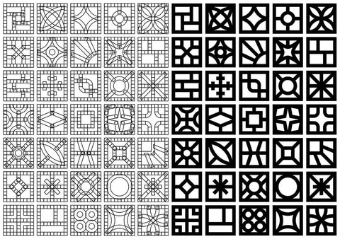 Mid-century modern breeze blocks drawing design