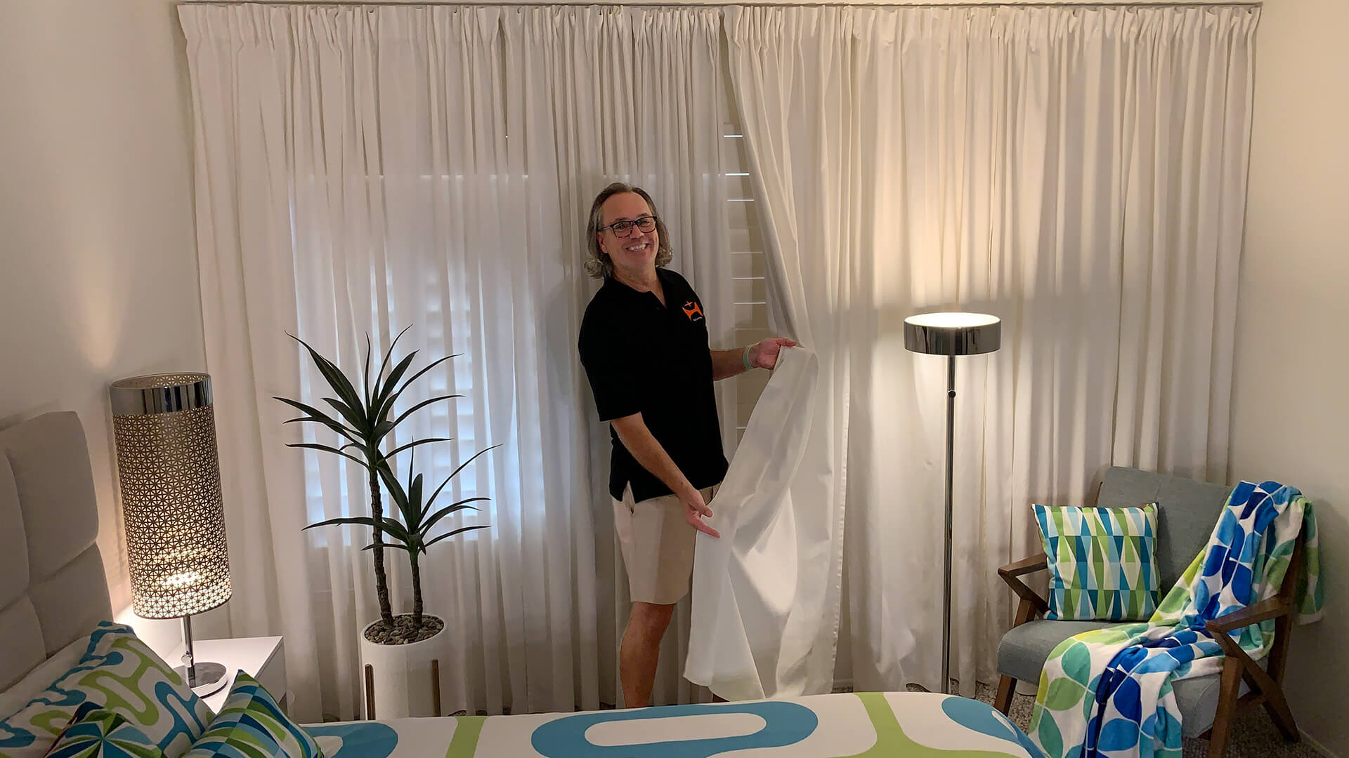 Mid-century modern bedroom makeover ikea curtain wall final