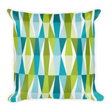 Midcentury modern square aqua green throw pillow