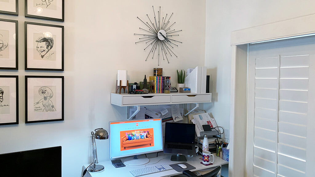 Mid-century modern diy clock over office wall