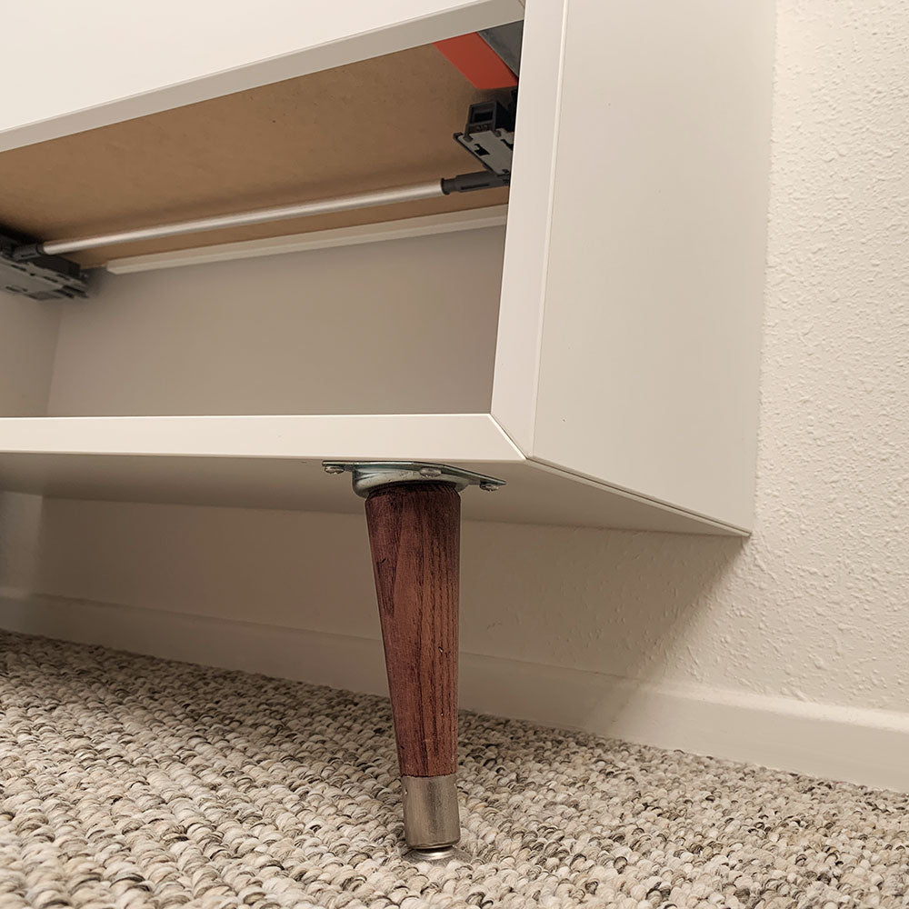 Ikea hack to transform an IKEA Eket 2-drawer cabinet into a mid-century night stand