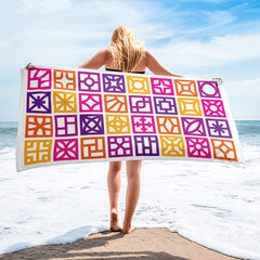 Mid-century modern breeze blocks beach towel
