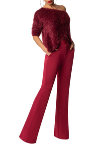 burgundy high waisted pants