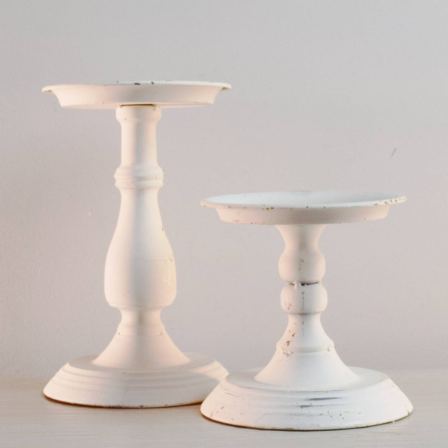 Pair Of Cream Distressed Candle Holders North Crate   Whitecandleholders 900x 