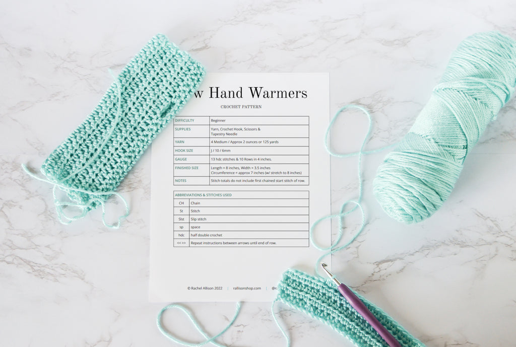 rallisonshop printable crochet pattern bow hand warmers