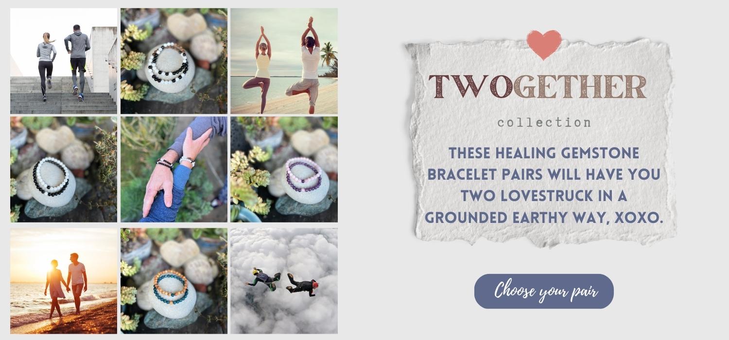 These healing gemstone bracelet pairs will have you two lovestruck in a grounded Earthy way.  Spoil yourself and your love with these TWOgether Bracelet Pairs! 🖤 🤍 Created for those couples who prefer less bling and more mindfulness in their lives. It connects you two in a special bond.📿❤️
