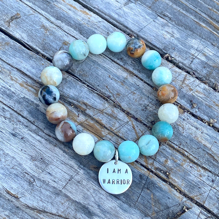 I Am A Warrior Affirmation Bracelet With Amazonite