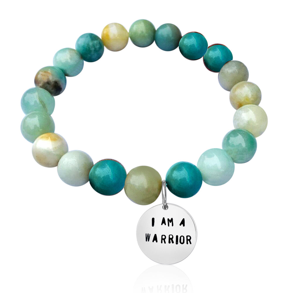 I Am A Warrior Affirmation Bracelet With Amazonite