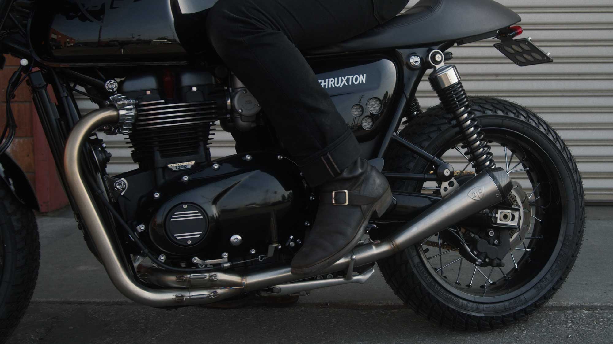 British Customs Thruxton 1200 from the side