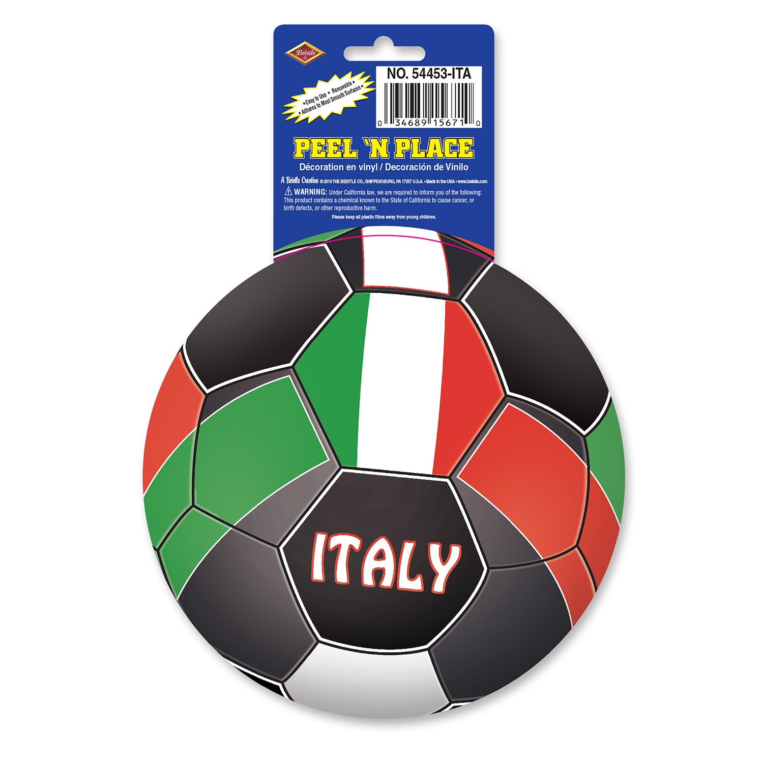 Case Of 12 Beistle Italy Themed Soccer Ball Stickers