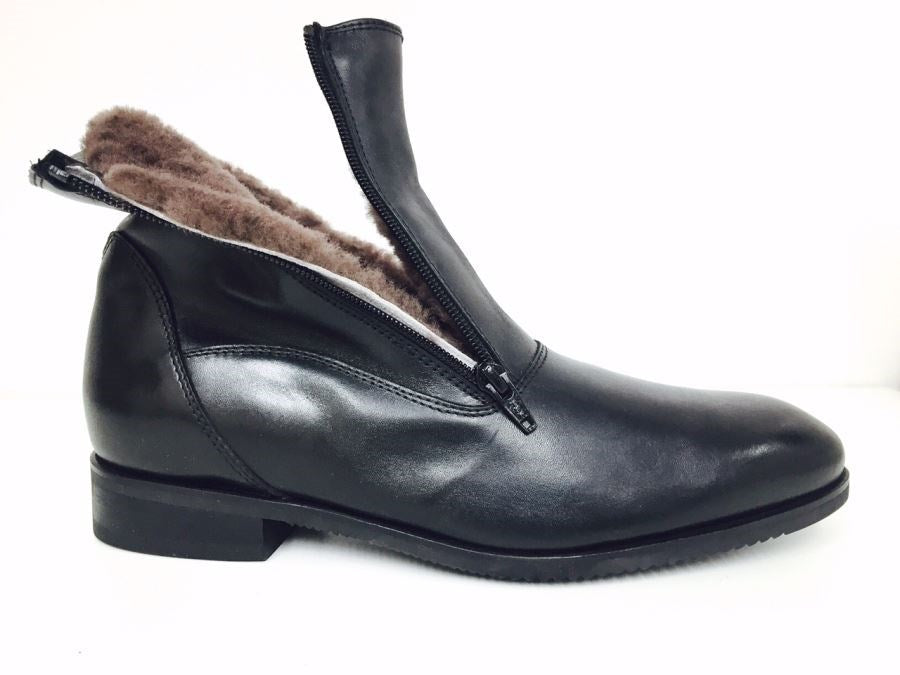 Sheepskin lined ankle boots 2 zips 