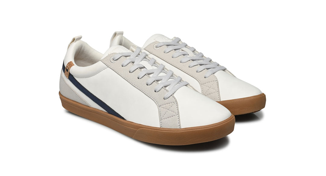 Saola Men's Shoes : Eco-Friendly Cannon VL White - Navy Sneakers