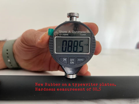 measurement of hardness of new rubber on a typewriter platen using Durometer Shore A