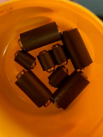 Small recovered typewriter platen rollers 