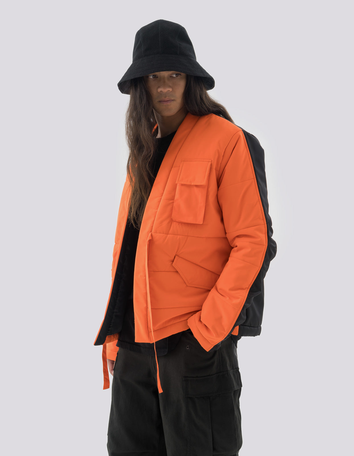 4560 Hi-vis Padded Utility Kimono Black/Neon Orange