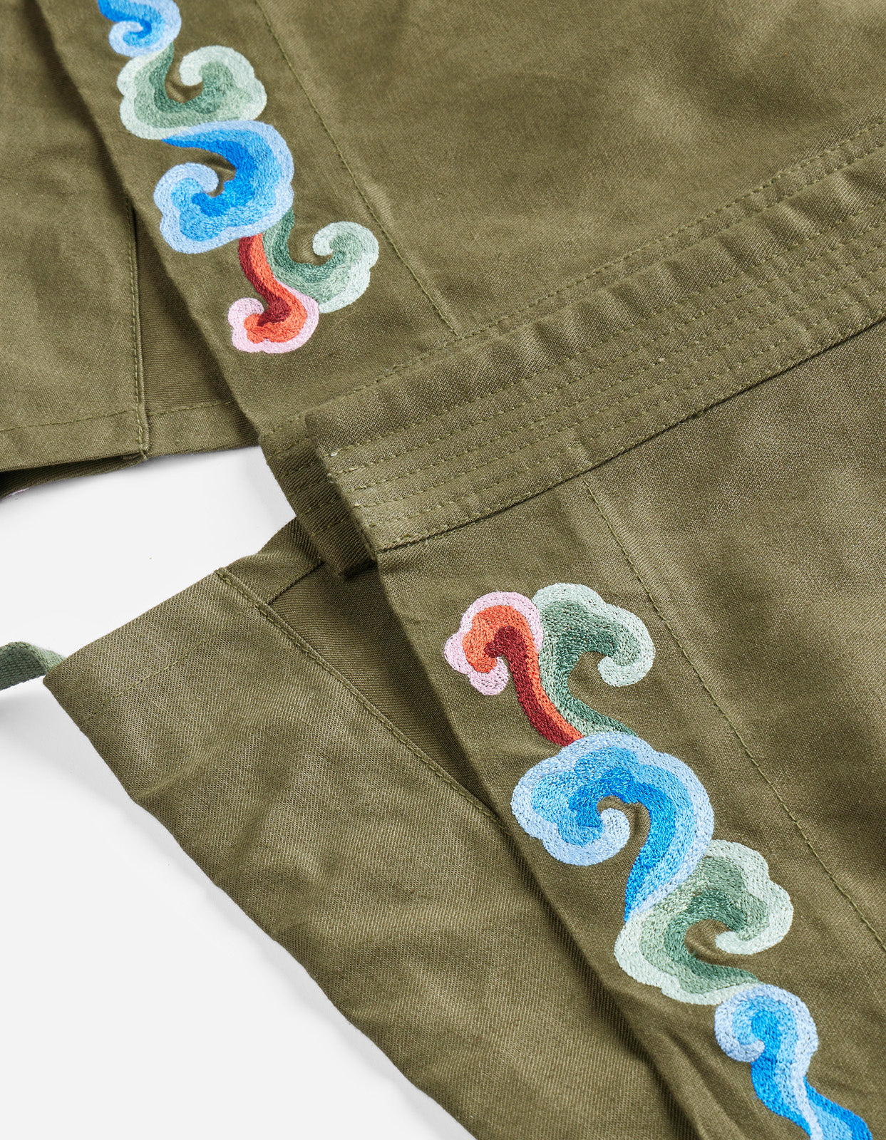 5012 Dragon Embroidered Kimono Parka Olive OG-107F