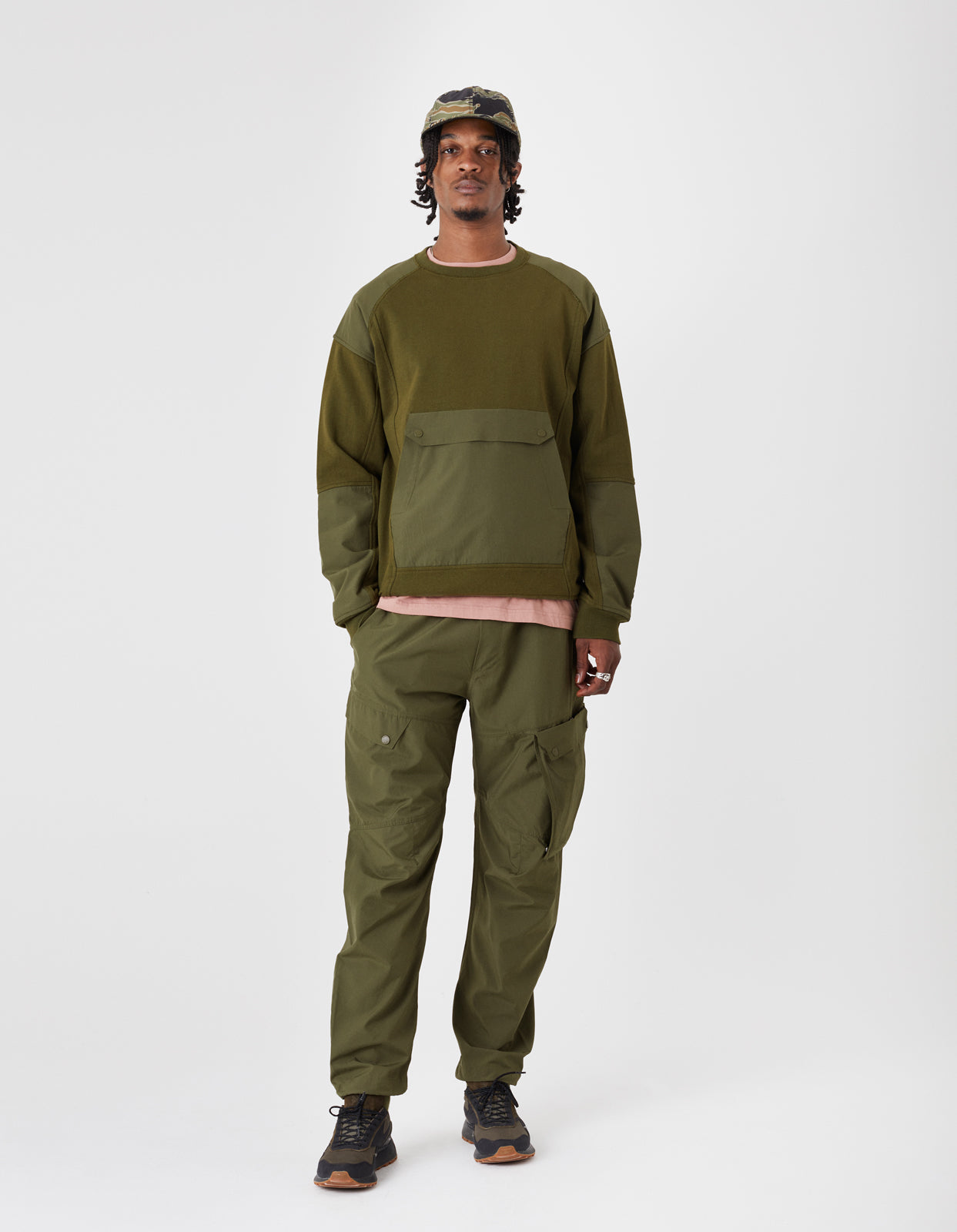 jieda uncle cut track pants olive - ペインターパンツ