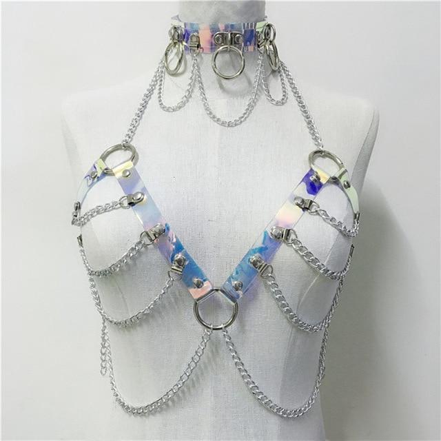 Holographic Festival Choker Harness & Belt Set - Womens Harnesses ...