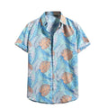 Light Blue Tropical Pineapple Print Men's Shirt - Mens Shirts - S - - - Doof Store