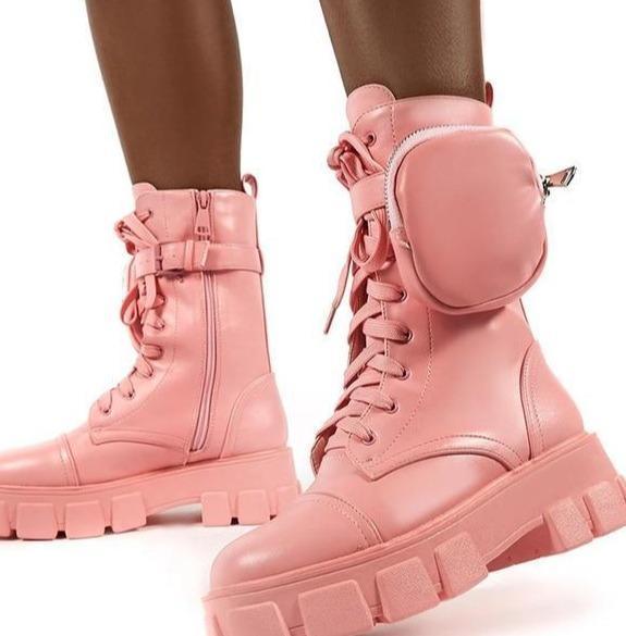 light pink combat boots