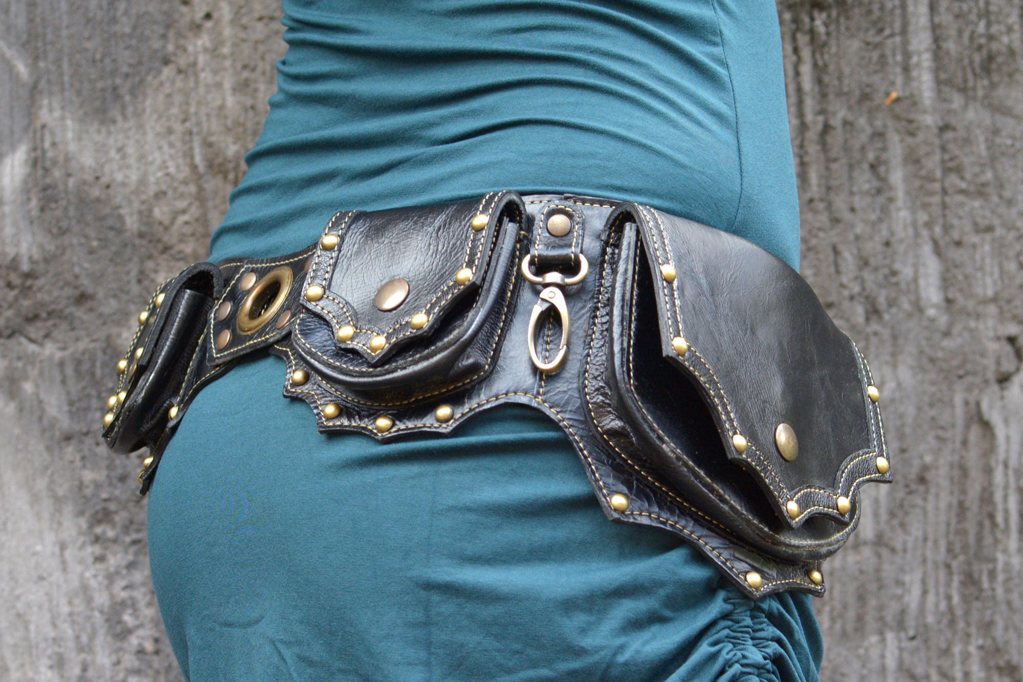 Steampunk Handmade Festival Leather Utility Hip Belt Bag 