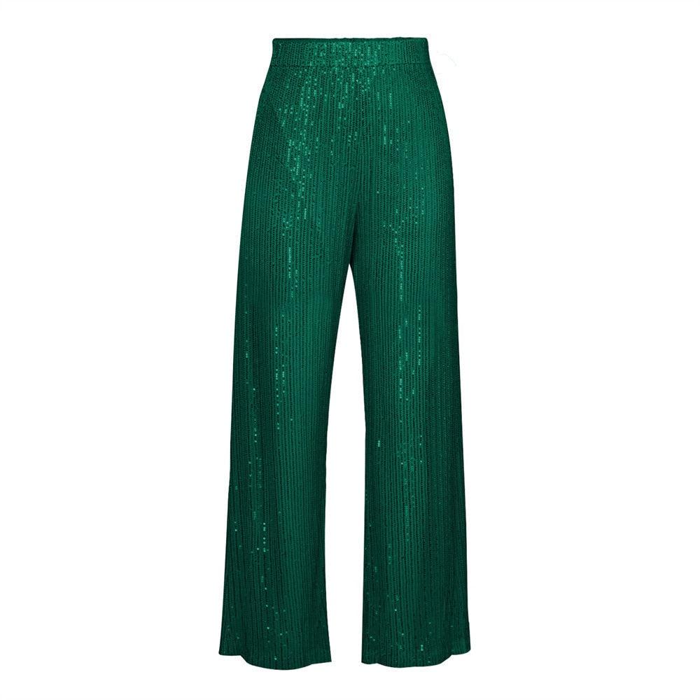 Women'S Green Club Sequin Outfit Set - Top, Bra & Pants | Doof Store