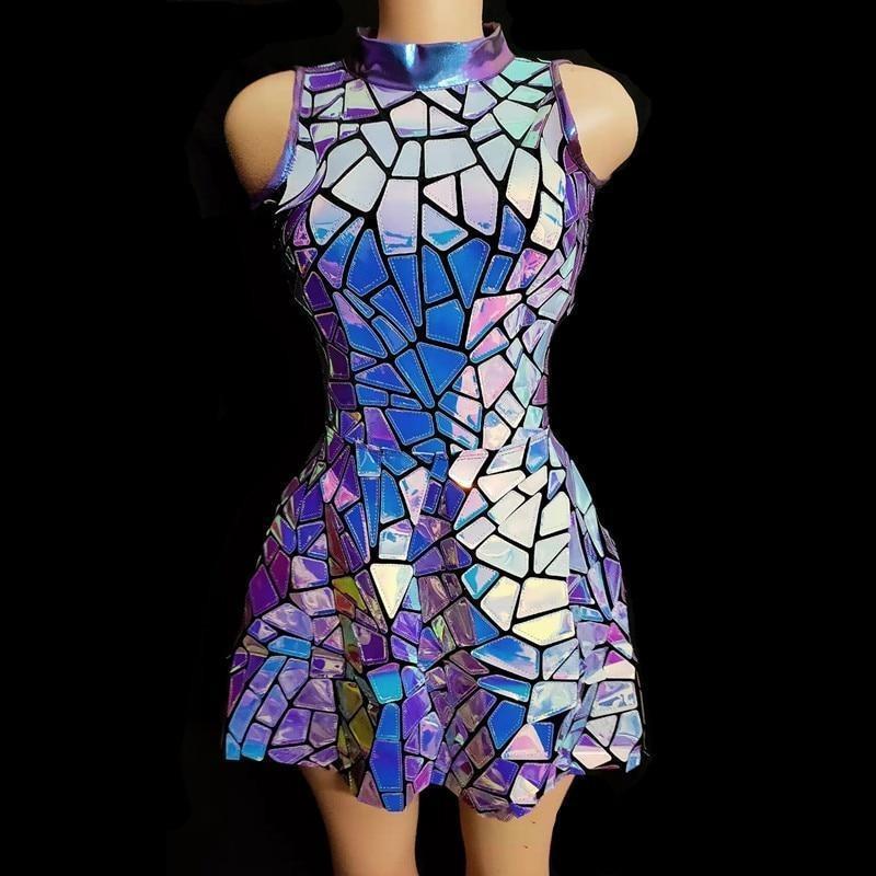 Women'S Sexy Holographic Skater Dress | Doof Store