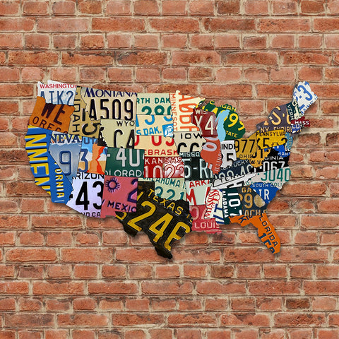 plasma cut steel usa license plate map sign metal sign